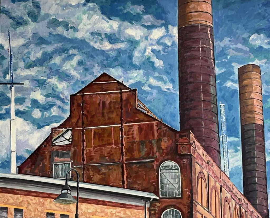 Lots Road Power Station with Two Cranes, ca. 2021