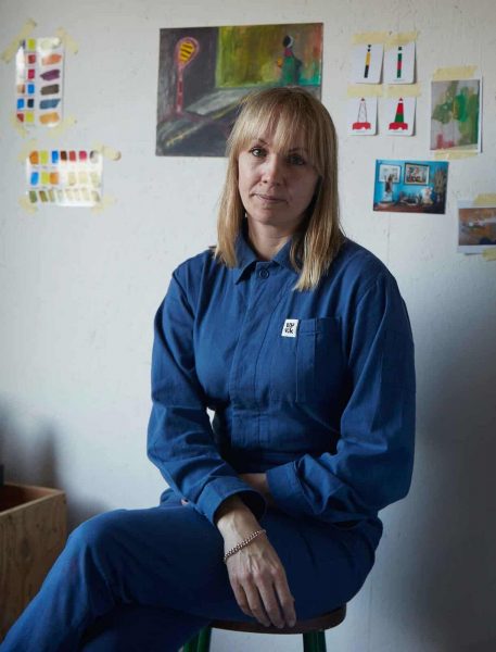 Jeni Johnson, contemporary ceramic artist in her studio