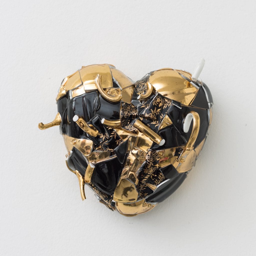 Sandra Shashou, Black and Gold Heart, 2020
