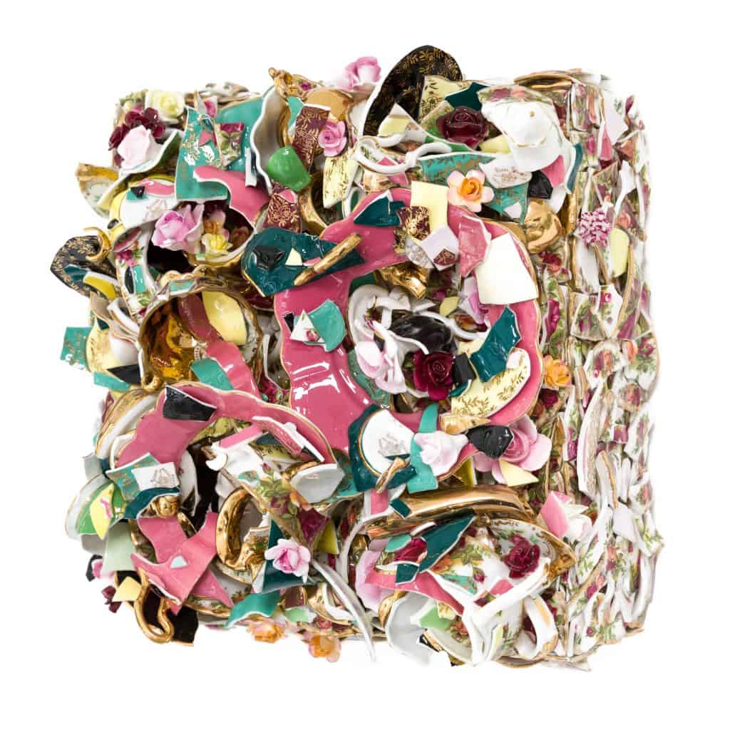 Sandra Shashou, Roses are Forever, Pink Roses, Flowers and Tea, 2020 Ceramic