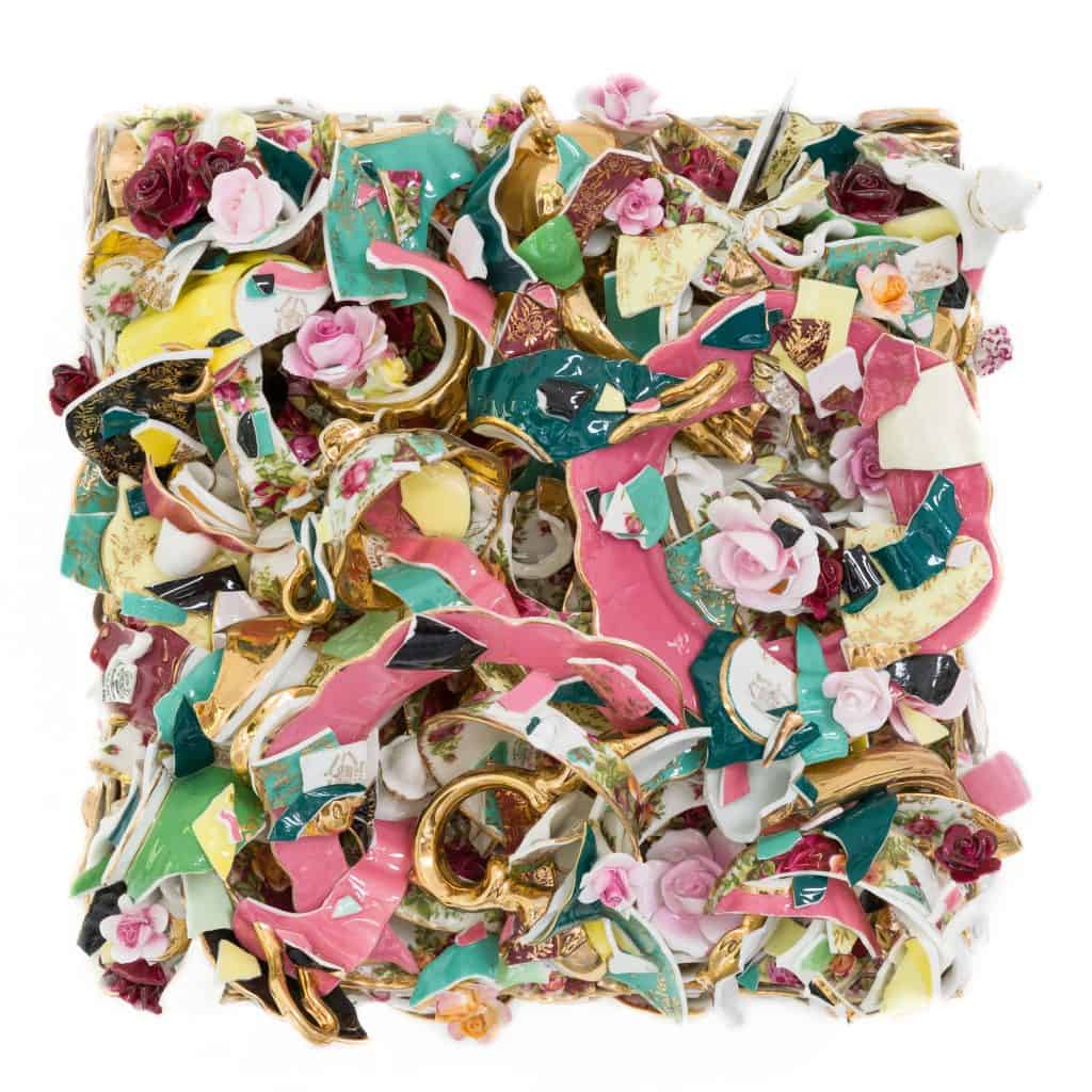 Sandra Shashou, Roses are Forever, Pink Roses, Flowers and Tea, 2020 Ceramic