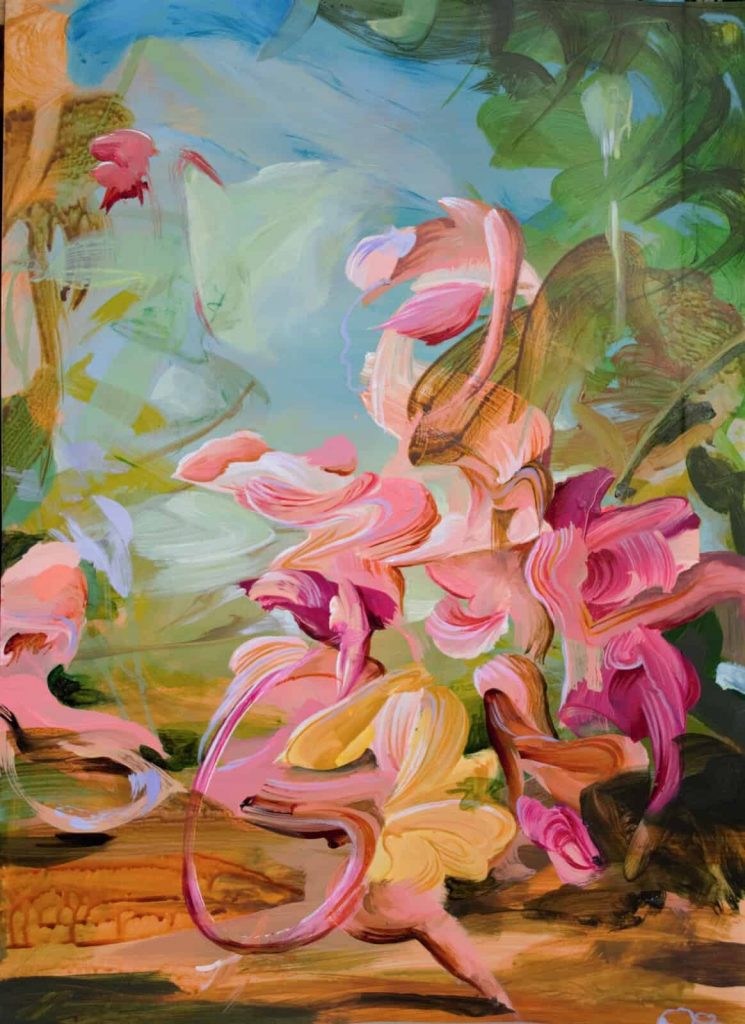 Iain Andrews, Briar Rose II, 2021, Acrylic on paper 44 x 32cm, Janet Rady Fine Art