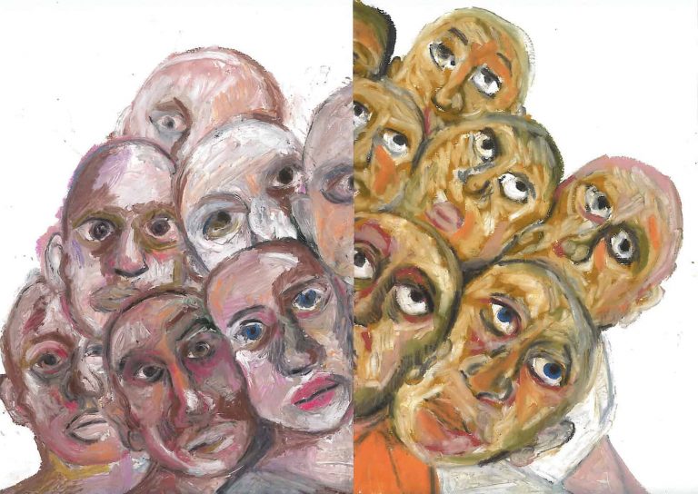 Jade van der Mark, Together But Separated 3, 2021, Oilstick on paper, 30x41cm, Janet Rady Fine Art