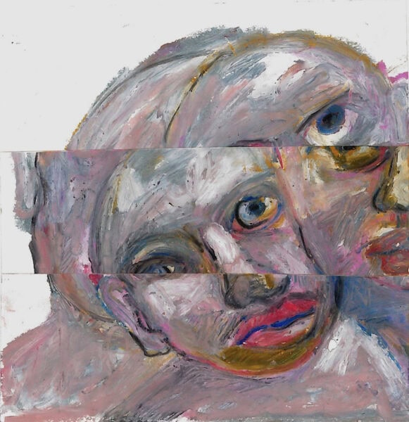 Jade van der Mark, Together But Separated 2, 2021, Oilstick on paper, 20.8x20.5cm Janet Rady Fine Art