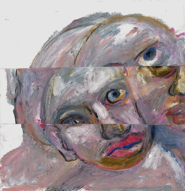 Jade van der Mark, Together But Separated 2, 2021, Oilstick on paper, 20.8x20.5cm Janet Rady Fine Art