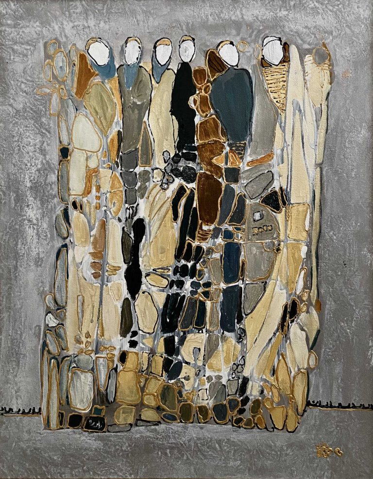 Nadira Azzouz A Small Gathering, 2009 Mixed media on canvas 50x40cm Janet Rady Fine Art