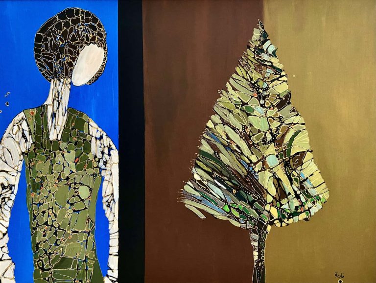 Nadira Azzouz Admiring the Tree, 2007 Acrylic on canvas 75x100cm Janet Rady Fine Art