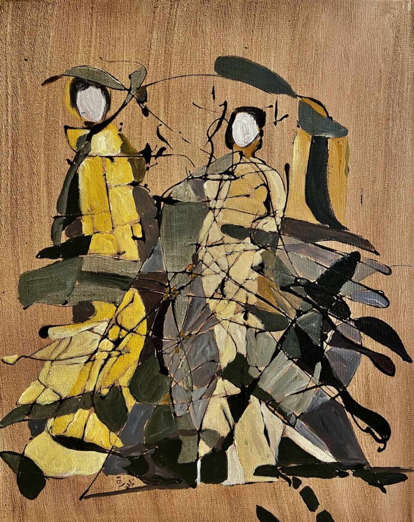 Nadira Azzouz Going to the Ball, 2011 Mixed media on canvas 50x40cm Janet Rady Fine Art