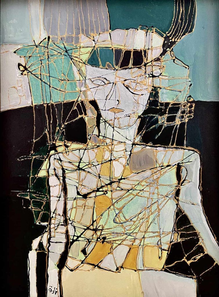 Nadira Azzouz Seated Woman, 2010 Mixed media on canvas 40x30cm Janet Rady Fine Art