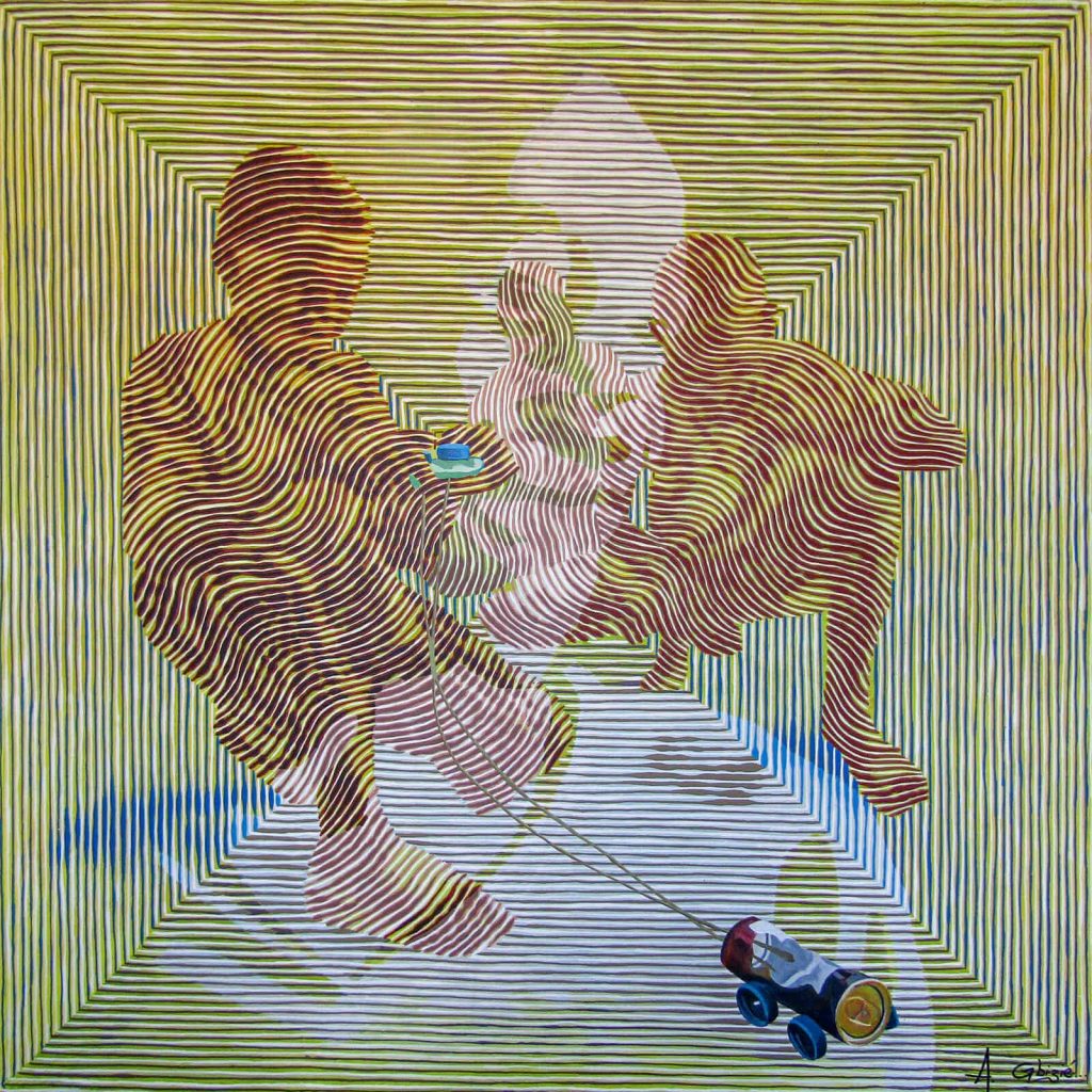 Alex Gbizié, La Canette-Voiture, 2022,120x120cm Janet Rady Fine Art