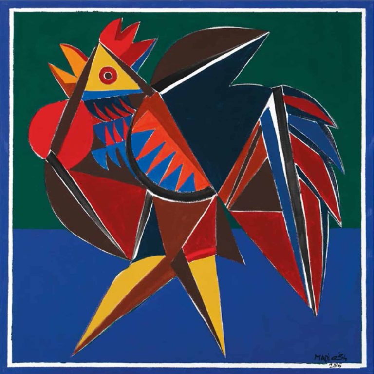 Hussein Madi Rooster Pigmented giclée on canvas, 50x50cm Janet Rady Fine Art