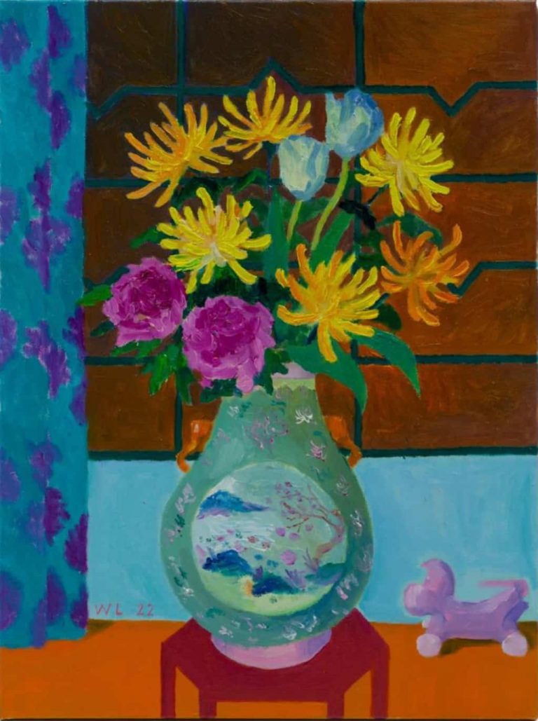 William Lim, Famille Rose, 2022 Oil on canvas 104.1 x 77.5 cm Janet Rady Fine Art