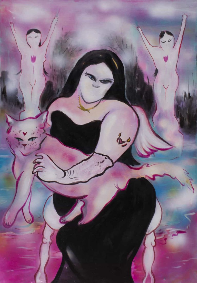 Shaqayeq Ahmadian, Angels Are With You Right Now, 2022, 100x70cm Janet Rady Fine Art