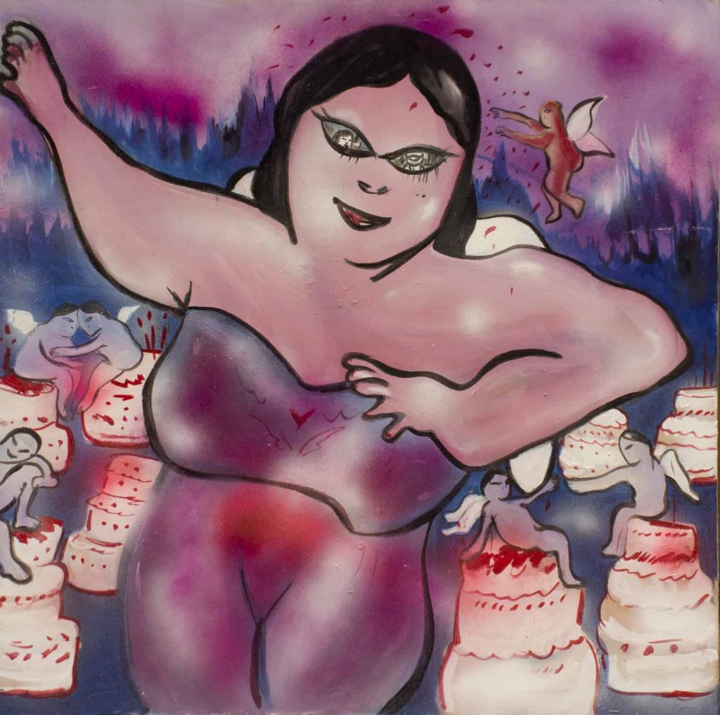 Shaqayeq Ahmadian, My Dreams Come True When I Get High, 2022, 80x80cm Janet Rady Fine Art