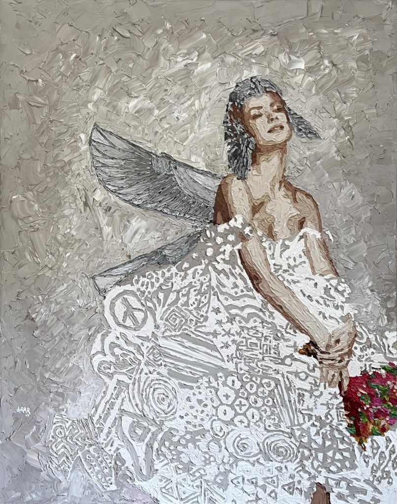 Hossam Dirar, Cleopatra With Roses, 2022, Oil on canvas, 138x110cm Janet Rady Fine Art