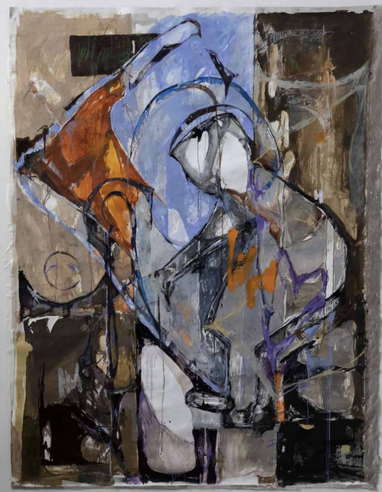 Elizaveta Filips, Fighting Fires, 2022, 175x55cm Janet Rady Fine Art