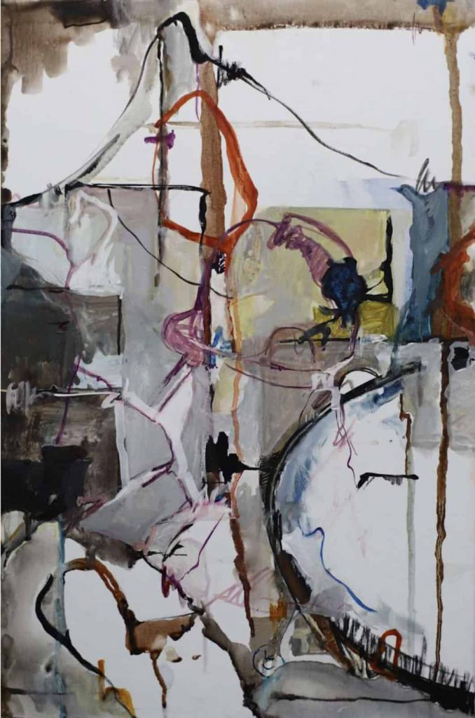 Elizaveta Filips, Long Way Across The Big Water, 2021,Watercolour on canvas, 60x39.5cm Janet Rady Fine Art