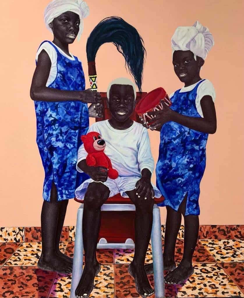 Jules Disso, King Shansy, 2022 Ballpoint pen and acrylic on canvas, 150x130cm Janet Rady Fine Art