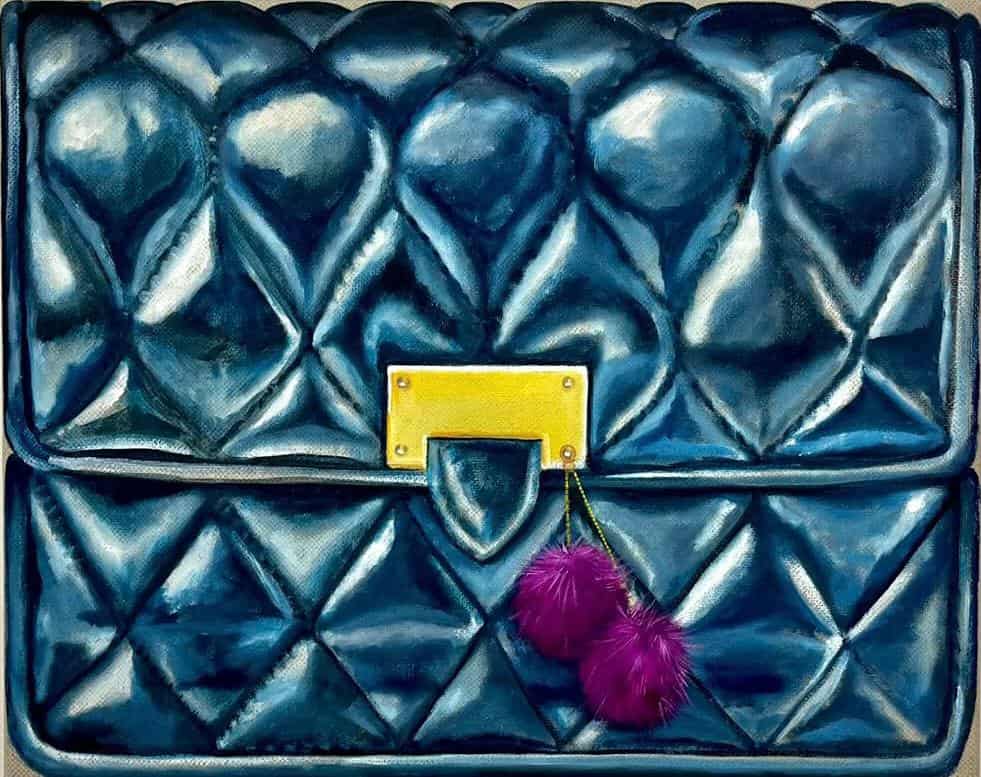 Black Padded Bag with Pompoms, 2023