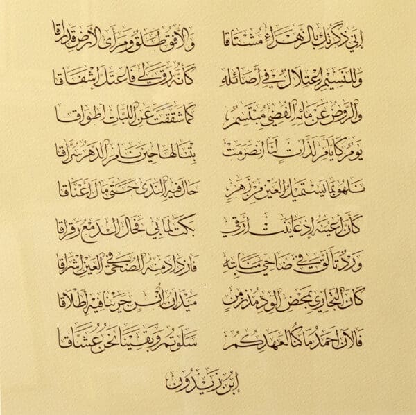 Poem by Ibn Zaidoun, 2009